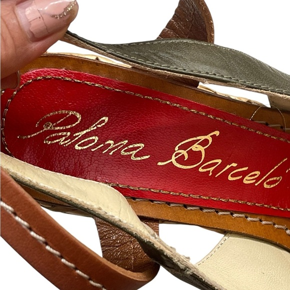 PALOMA BARCELO Platform
Leather Wicker Wedge Sandals
37 Olive/Brown Ankle Strap - Picture 14 of 16